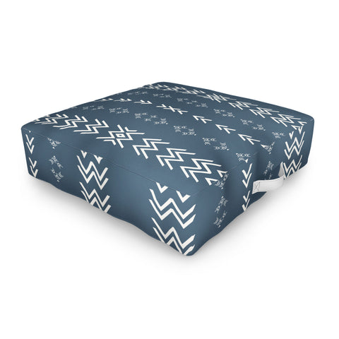 Sheila Wenzel-Ganny Minimal Blue Tribal Mudcloth Outdoor Floor Cushion