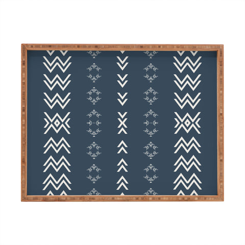 Sheila Wenzel-Ganny Minimal Blue Tribal Mudcloth Rectangular Tray