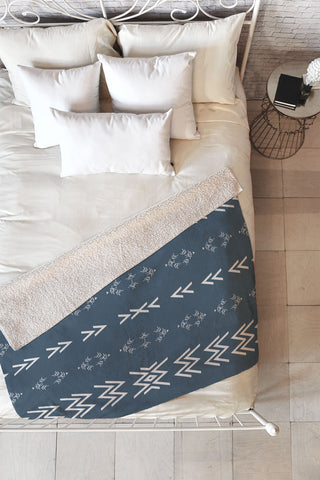 Sheila Wenzel-Ganny Minimal Blue Tribal Mudcloth Fleece Throw Blanket