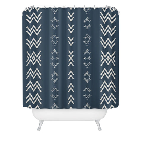 Sheila Wenzel-Ganny Minimal Blue Tribal Mudcloth Shower Curtain