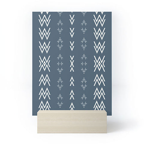 Sheila Wenzel-Ganny Minimal Blue Tribal Mudcloth Mini Art Print