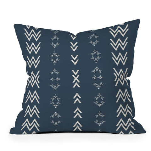 Sheila Wenzel-Ganny Minimal Blue Tribal Mudcloth Throw Pillow