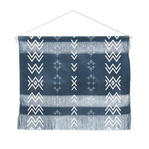 Sheila Wenzel-Ganny Minimal Blue Tribal Mudcloth Wall Hanging Landscape