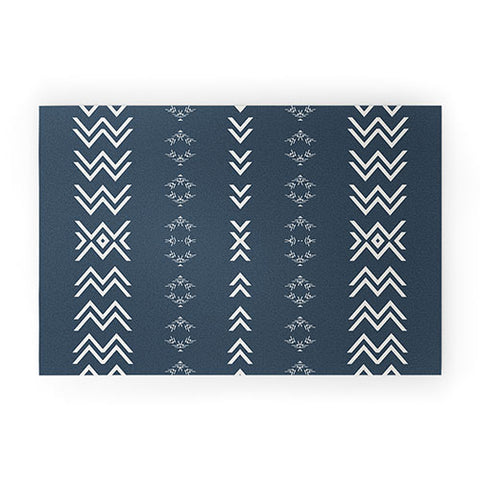 Sheila Wenzel-Ganny Minimal Blue Tribal Mudcloth Welcome Mat