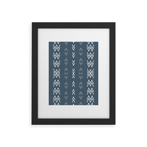 Sheila Wenzel-Ganny Minimal Blue Tribal Mudcloth Framed Art Print