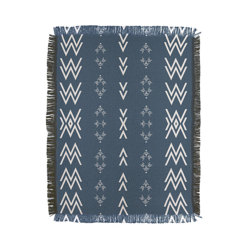Sheila Wenzel-Ganny Minimal Blue Tribal Mudcloth Throw Blanket