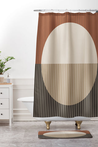 Sheila Wenzel-Ganny Minimal Neutral Line Geo Shower Curtain And Mat