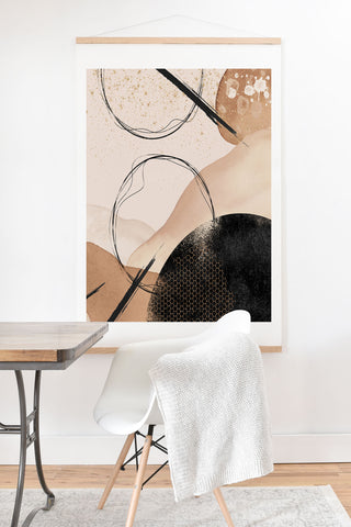 Sheila Wenzel-Ganny Minimalist Black Gold Art Print And Hanger