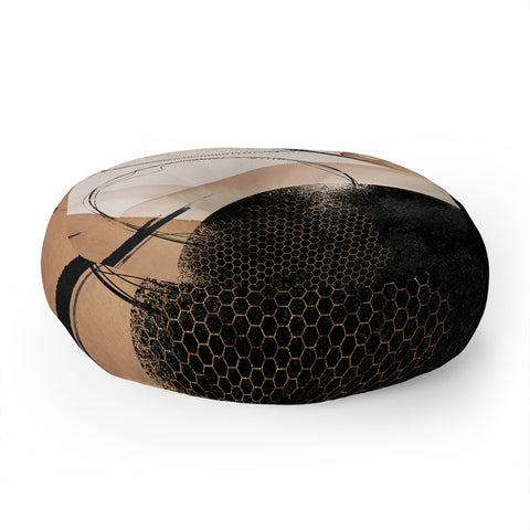 Sheila Wenzel-Ganny Minimalist Black Gold Floor Pillow Round