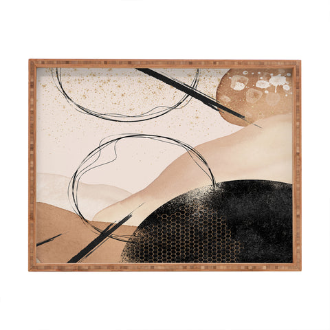 Sheila Wenzel-Ganny Minimalist Black Gold Rectangular Tray