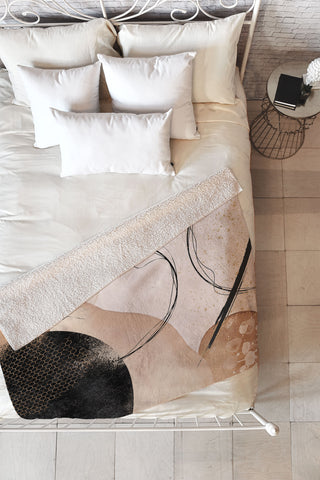 Sheila Wenzel-Ganny Minimalist Black Gold Fleece Throw Blanket