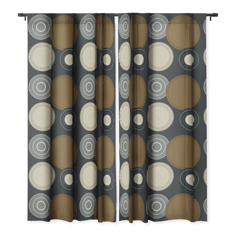 Sheila Wenzel-Ganny Minimalist Brown Circles Blackout Window Curtain