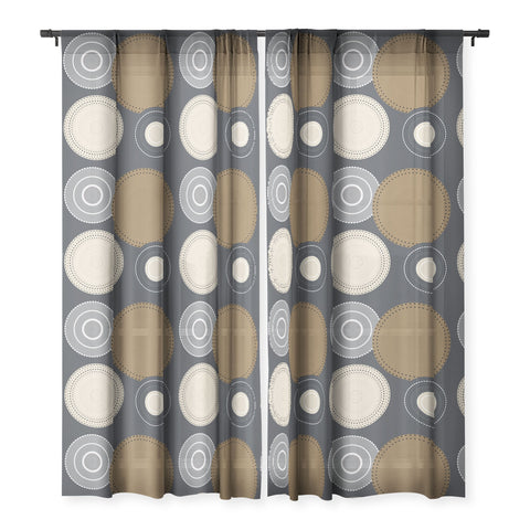 Sheila Wenzel-Ganny Minimalist Brown Circles Sheer Window Curtain