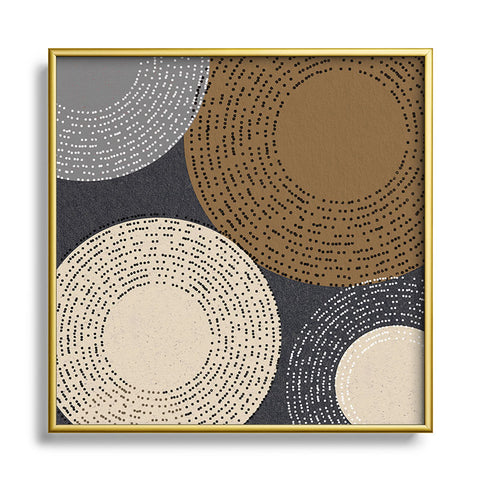 Sheila Wenzel-Ganny Minimalist Brown Circles Metal Square Framed Art Print