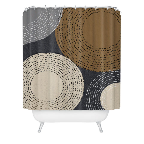 Sheila Wenzel-Ganny Minimalist Brown Circles Shower Curtain