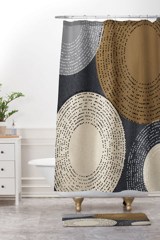 Sheila Wenzel-Ganny Minimalist Brown Circles Shower Curtain And Mat