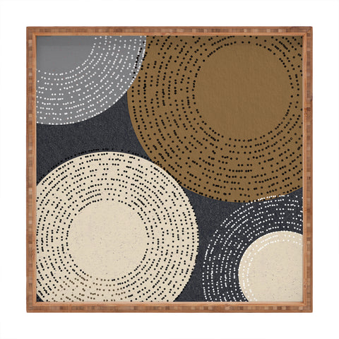 Sheila Wenzel-Ganny Minimalist Brown Circles Square Tray