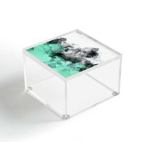 Sheila Wenzel-Ganny Mint Green Paint Splatter Abstract Acrylic Box
