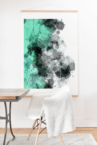 Sheila Wenzel-Ganny Mint Green Paint Splatter Abstract Art Print And Hanger