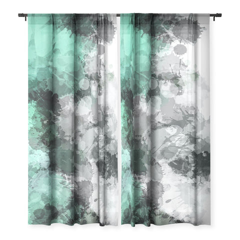 Sheila Wenzel-Ganny Mint Green Paint Splatter Abstract Sheer Non Repeat