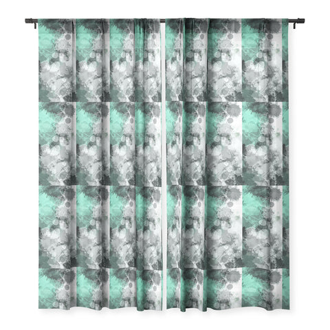 Sheila Wenzel-Ganny Mint Green Paint Splatter Abstract Sheer Window Curtain
