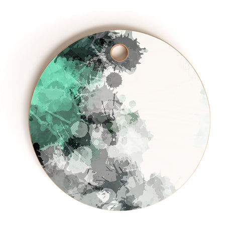 Sheila Wenzel-Ganny Mint Green Paint Splatter Abstract Cutting Board Round