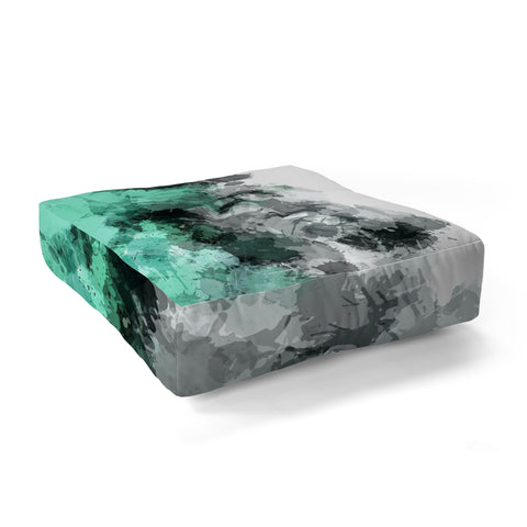 Sheila Wenzel-Ganny Mint Green Paint Splatter Abstract Floor Pillow Square