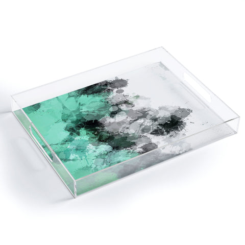 Sheila Wenzel-Ganny Mint Green Paint Splatter Abstract Acrylic Tray