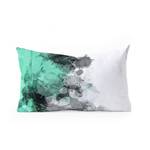 Sheila Wenzel-Ganny Mint Green Paint Splatter Abstract Oblong Throw Pillow