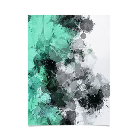 Sheila Wenzel-Ganny Mint Green Paint Splatter Abstract Poster