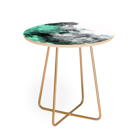 Sheila Wenzel-Ganny Mint Green Paint Splatter Abstract Round Side Table