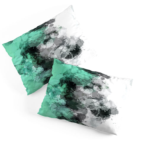 Sheila Wenzel-Ganny Mint Green Paint Splatter Abstract Pillow Shams