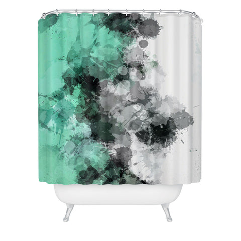 Sheila Wenzel-Ganny Mint Green Paint Splatter Abstract Shower Curtain