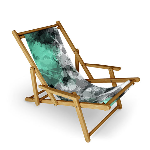 Sheila Wenzel-Ganny Mint Green Paint Splatter Abstract Sling Chair