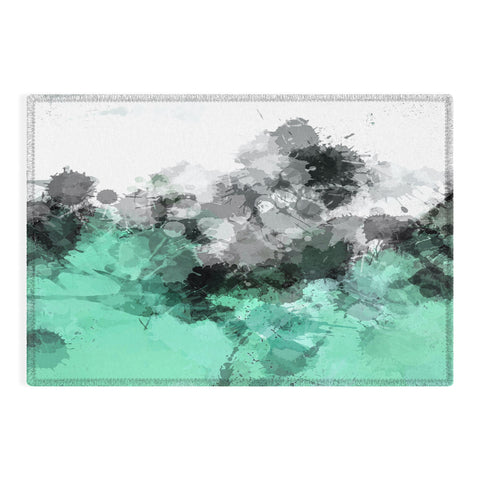 Sheila Wenzel-Ganny Mint Green Paint Splatter Abstract Outdoor Rug