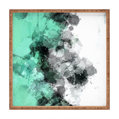 Sheila Wenzel-Ganny Mint Green Paint Splatter Abstract Square Tray