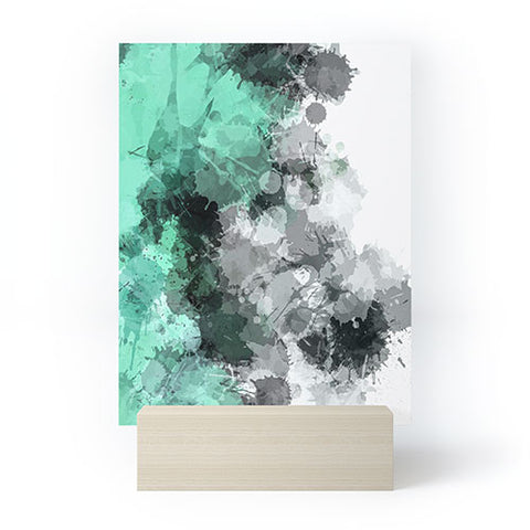 Sheila Wenzel-Ganny Mint Green Paint Splatter Abstract Mini Art Print