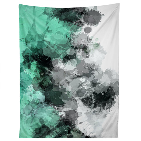 Sheila Wenzel-Ganny Mint Green Paint Splatter Abstract Tapestry