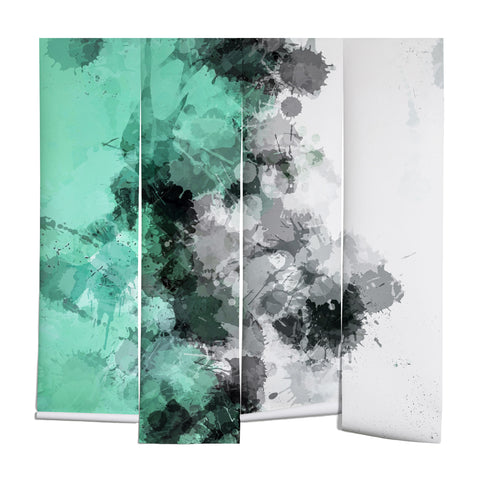 Sheila Wenzel-Ganny Mint Green Paint Splatter Abstract Wall Mural