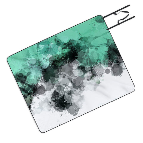 Sheila Wenzel-Ganny Mint Green Paint Splatter Abstract Picnic Blanket