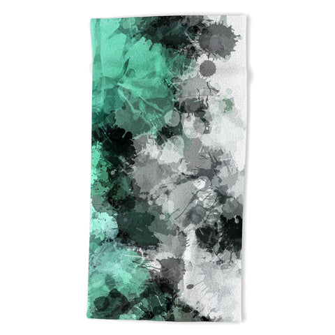Sheila Wenzel-Ganny Mint Green Paint Splatter Abstract Beach Towel
