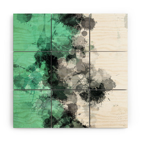 Sheila Wenzel-Ganny Mint Green Paint Splatter Abstract Wood Wall Mural