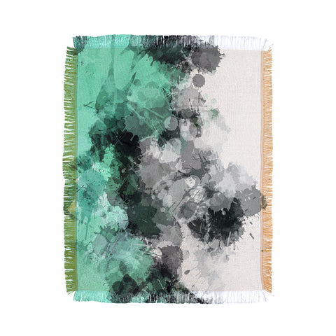 Sheila Wenzel-Ganny Mint Green Paint Splatter Abstract Throw Blanket