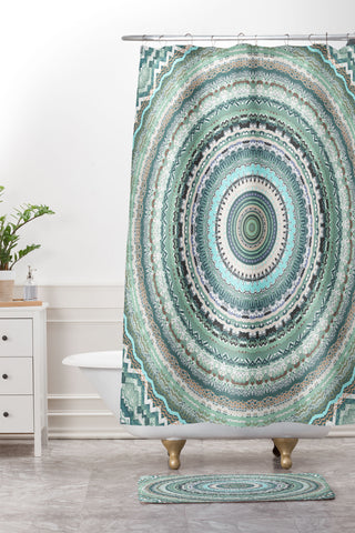 Sheila Wenzel-Ganny Minty Green Mandala Shower Curtain And Mat