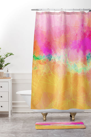 Sheila Wenzel-Ganny Modern Pastel Rainbow Cascade Shower Curtain And Mat