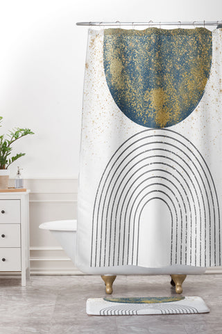 Sheila Wenzel-Ganny Moon Stardust Rainbow Shower Curtain And Mat