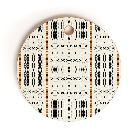 Sheila Wenzel-Ganny MudCloth Tribal Western Cutting Board Round