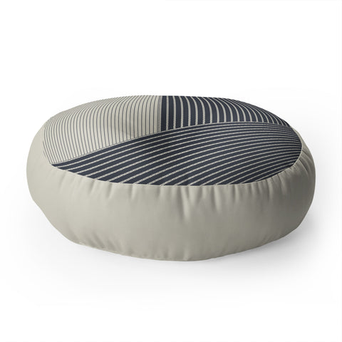Sheila Wenzel-Ganny Mystic Grey Overlap Stripes Floor Pillow Round