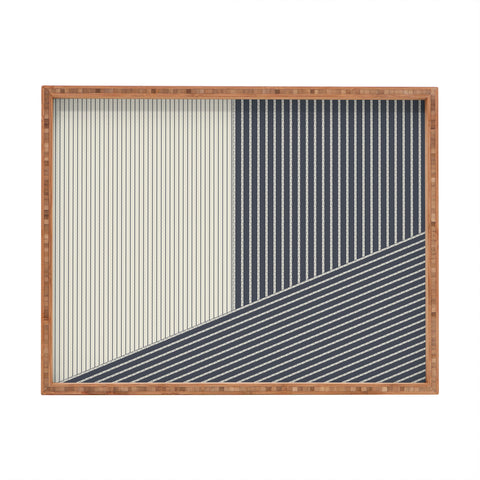 Sheila Wenzel-Ganny Mystic Grey Overlap Stripes Rectangular Tray