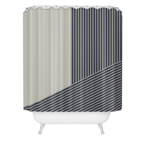 Sheila Wenzel-Ganny Mystic Grey Overlap Stripes Shower Curtain